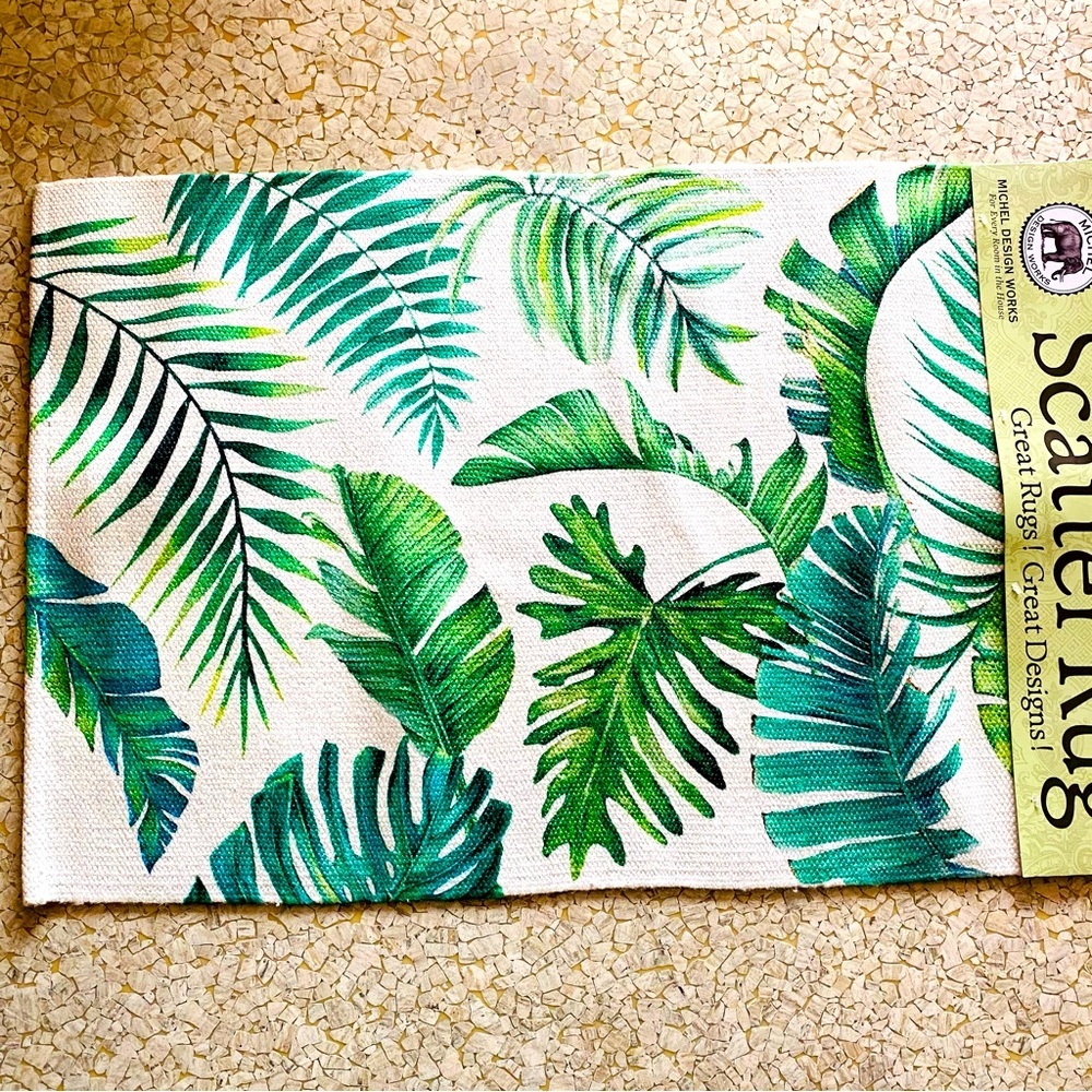 New Tropical palm leaves print Scatter Rug